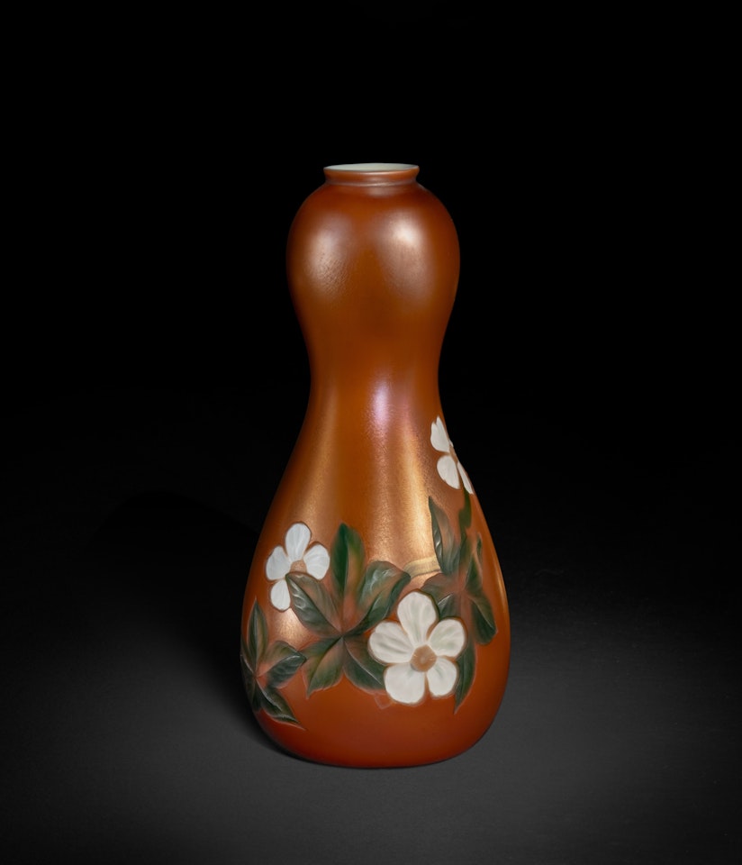 Engraved Brown Vase by Tiffany Studios
