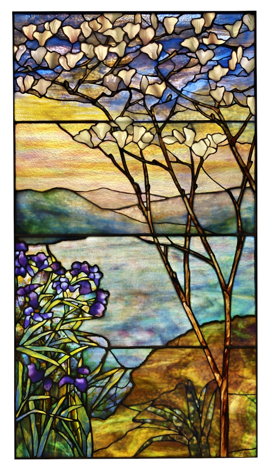 "Landscape with Magnolias and Irises" Window by Tiffany Studios