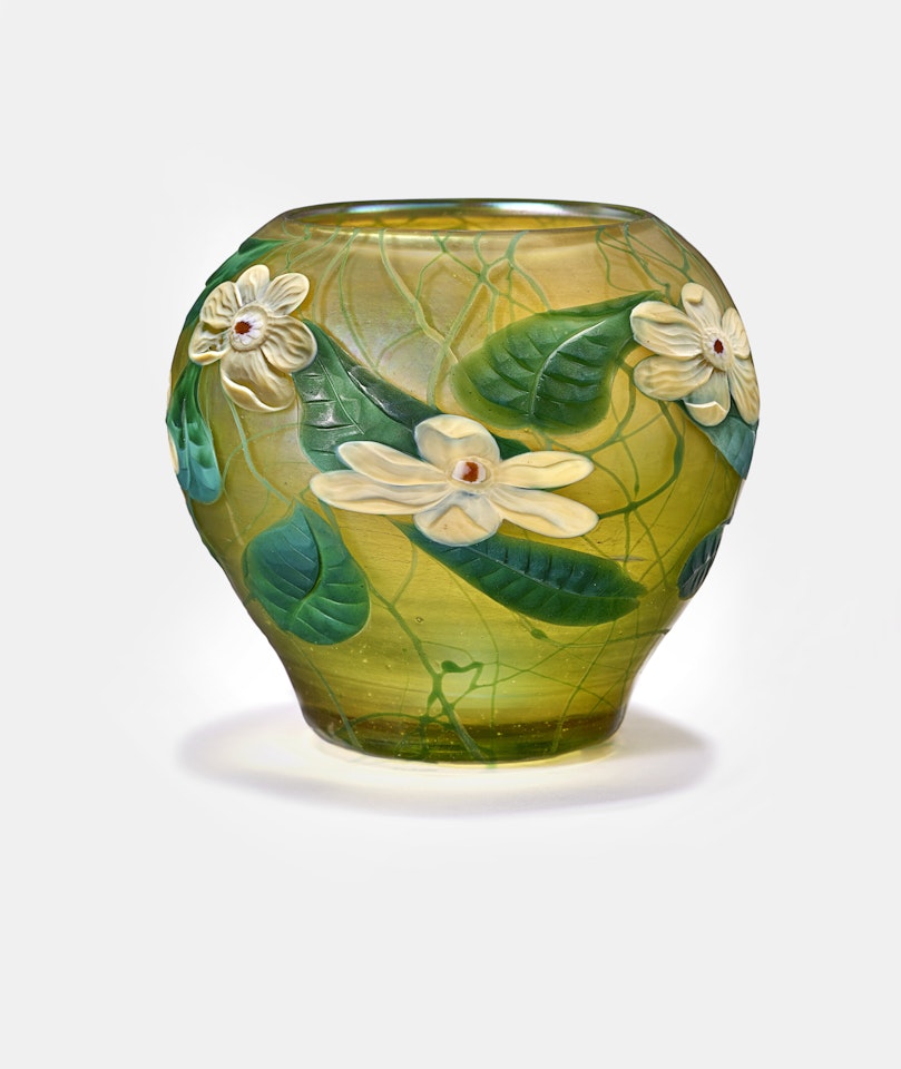 "Dogwood" Cameo Paperweight Vase by Tiffany Studios