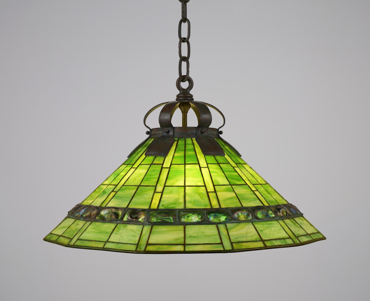 "Geometric and Turtle-Back Tile" Chandelier by Tiffany Studios