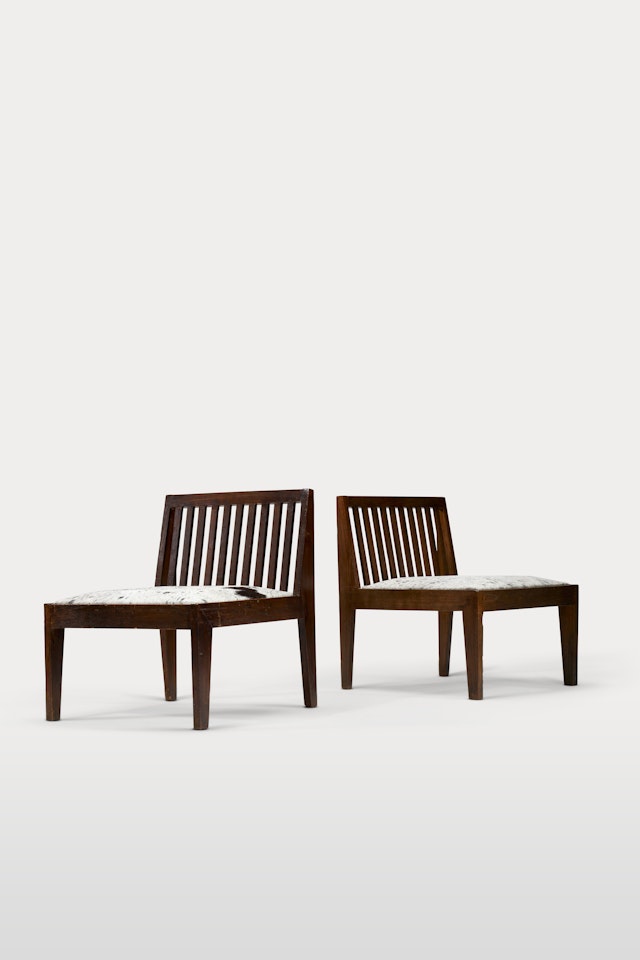 PAIR OF “ARMLESS EASY CHAIRS”, MODEL NO. PJ-SI-18-A, DESIGNED CIRCA -1960 by Pierre Jeanneret