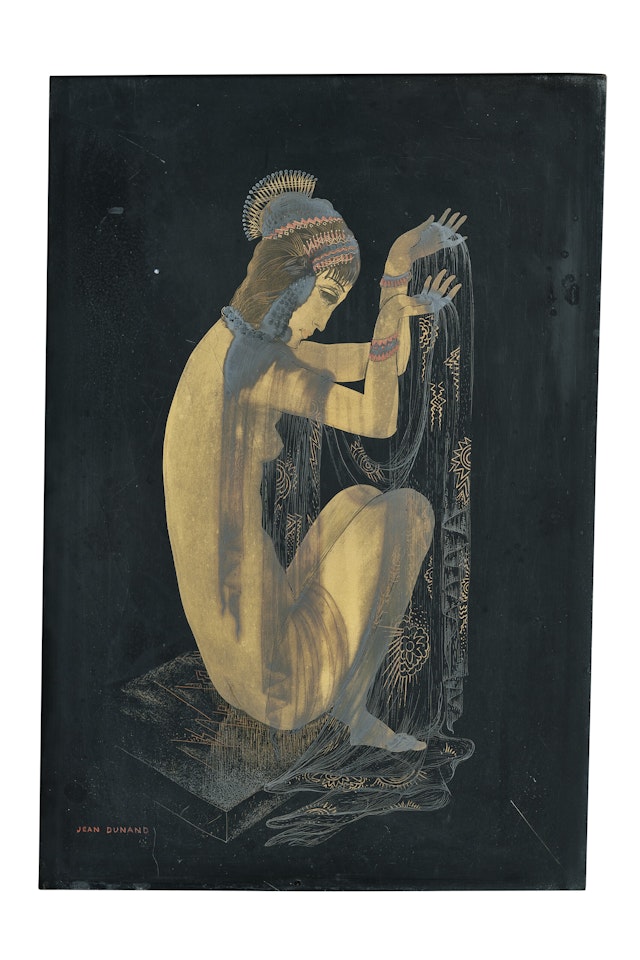 'FIGURE ASSISE' PANEL, CIRCA by Jean Dunand