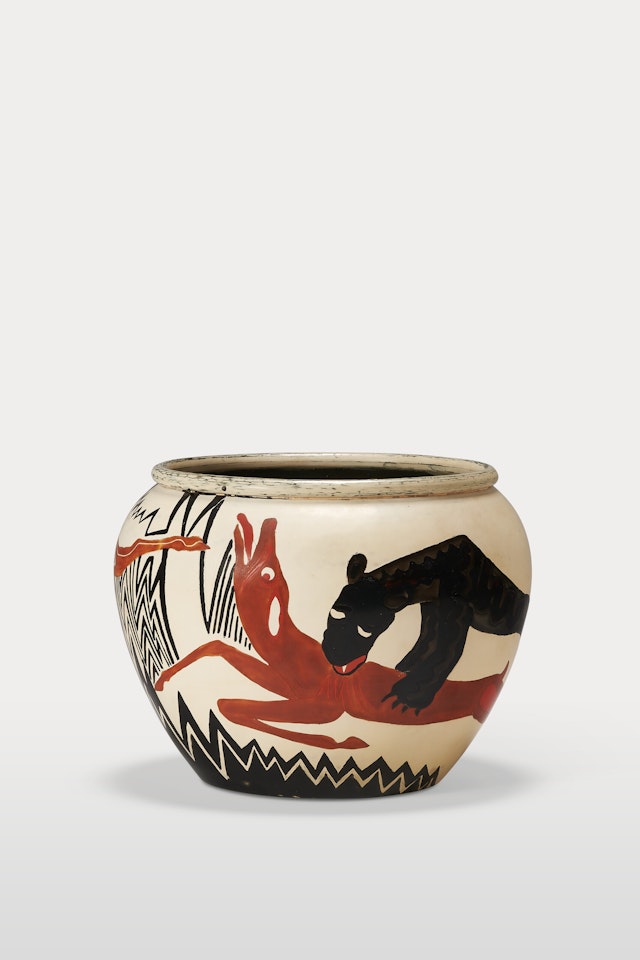 'CACHE-POT AUX BICHES,' CIRCA by Jean Dunand