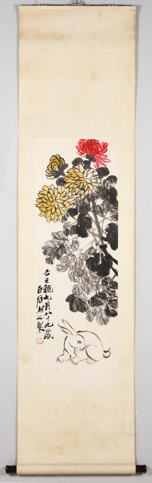 CHRYSANTHEMUM AND RABBIT by Qi Baishi