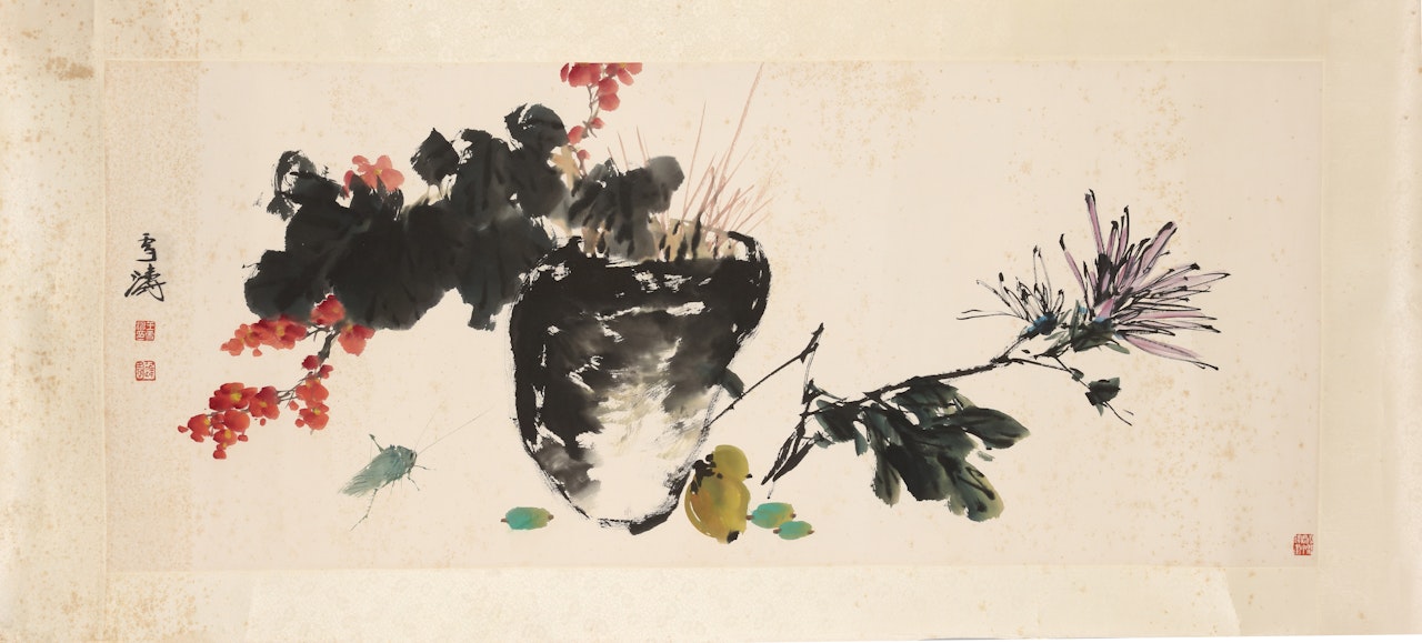 FLOWERS, FRUIT AND INSECT by Wang Xuetao