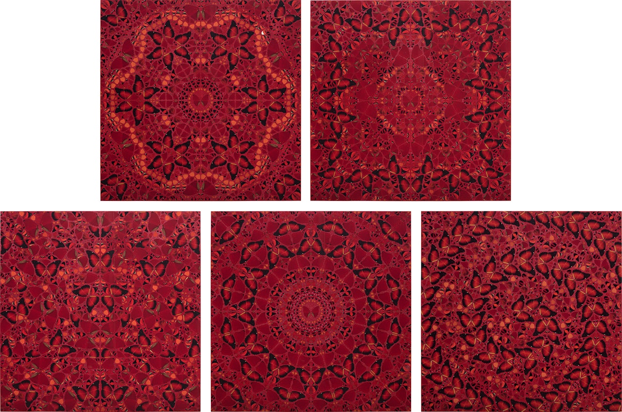 Five works: (i) H10-1 Wu Zetian; (ii) H10-2 Nūr Jahān; (iii) H10-3 Theodora; (iv) H10-4 Suiko; (v) H10-5 Taytu Betul from the series The Empresses by Damien Hirst