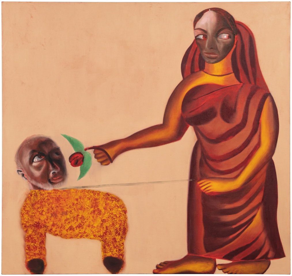 Selfportrait with Wife after a Kalighat Painting by Francesco Clemente
