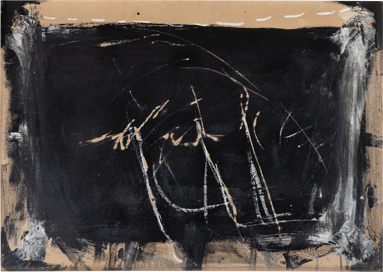 Negre i Guix Sobre Carto by Antoni Tapies