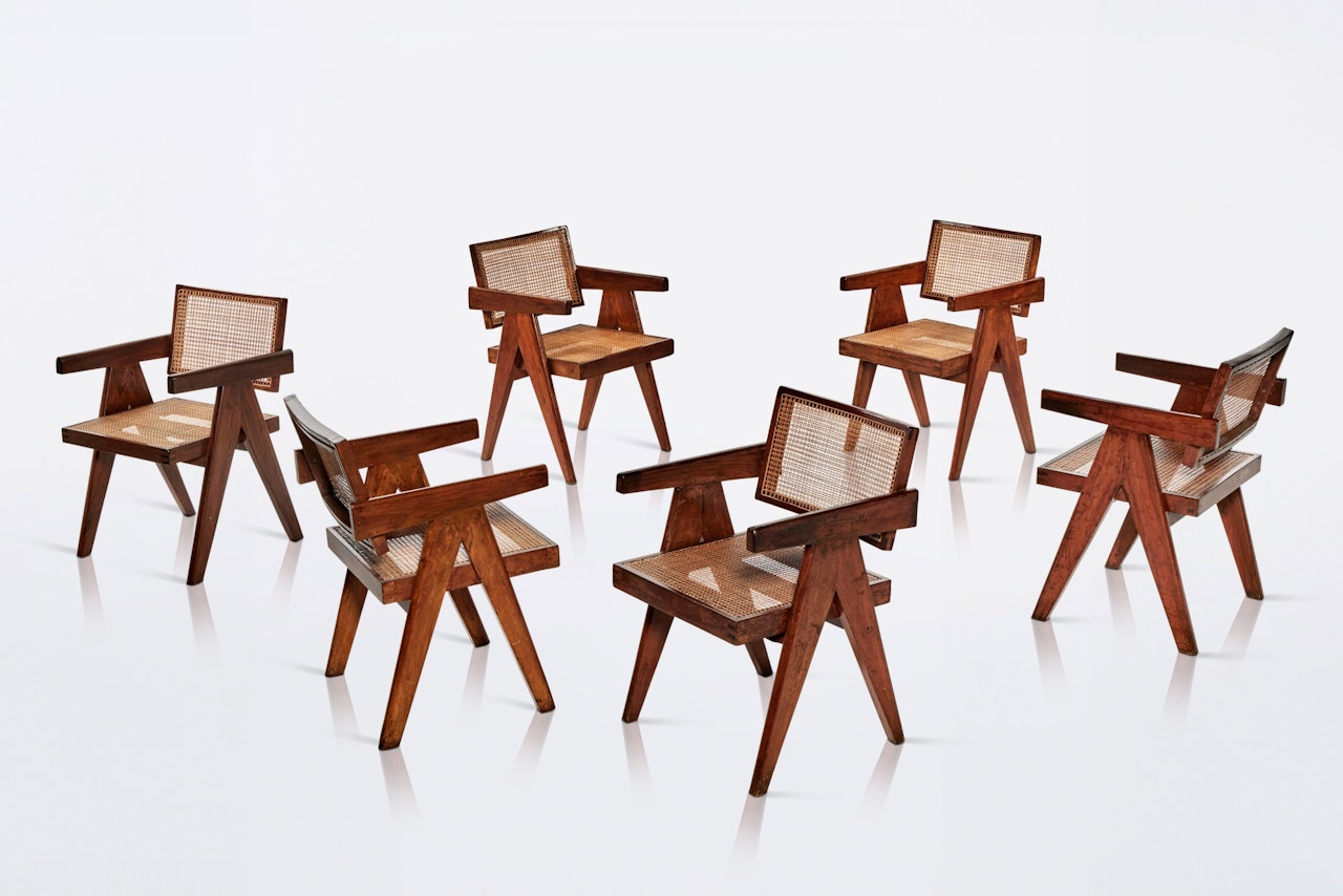 Set of Six Office Chairs by Pierre Jeanneret