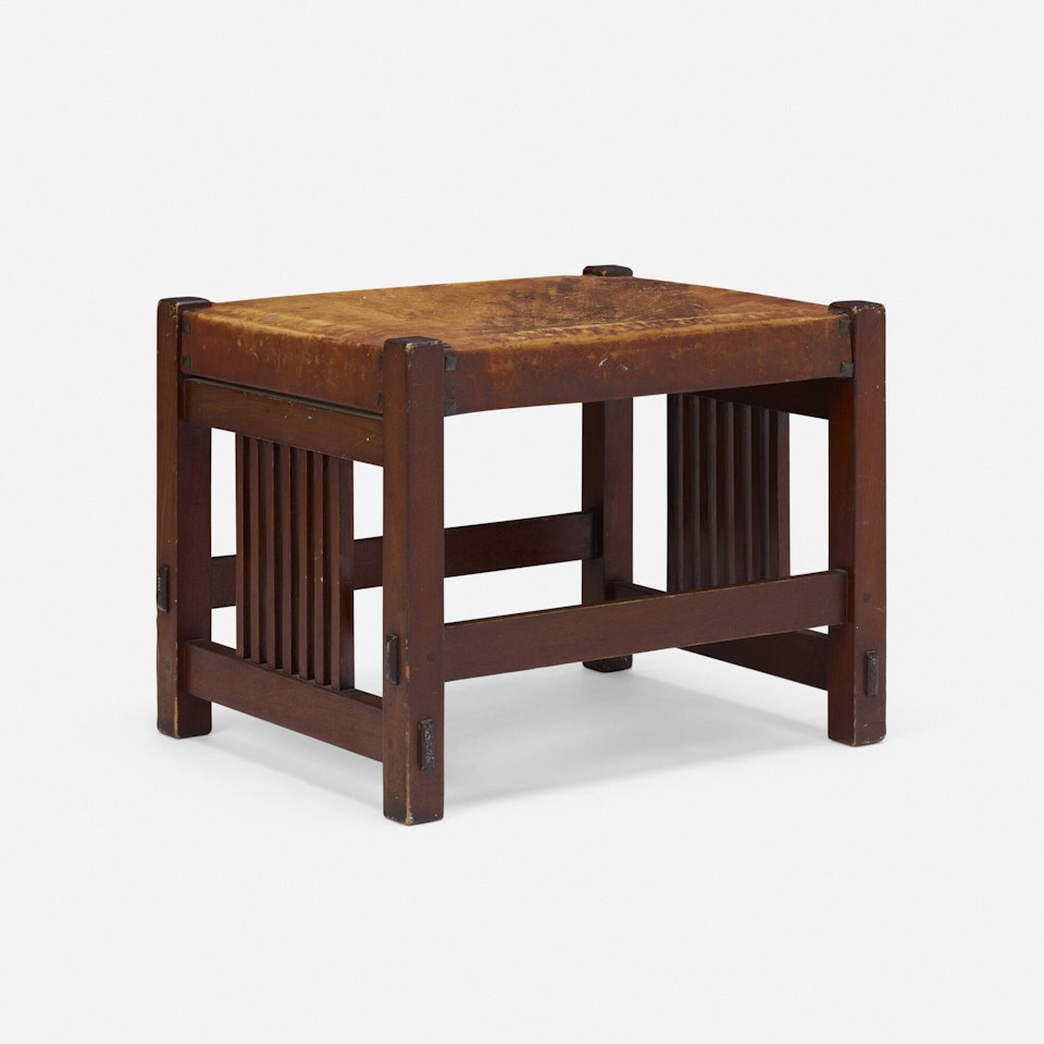 Spindle footstool, model 395 by Gustav Stickley