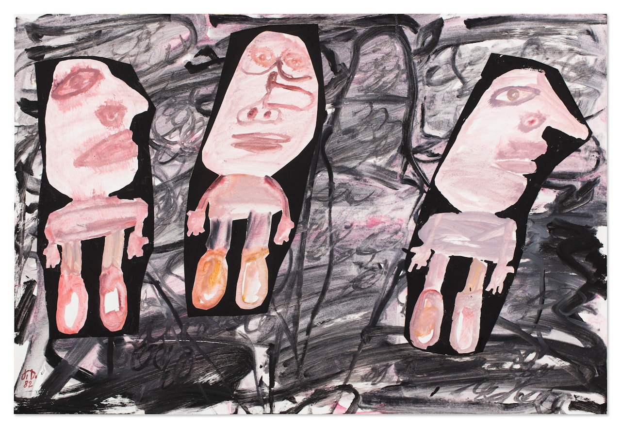 Site avec trois personnages by Jean Dubuffet