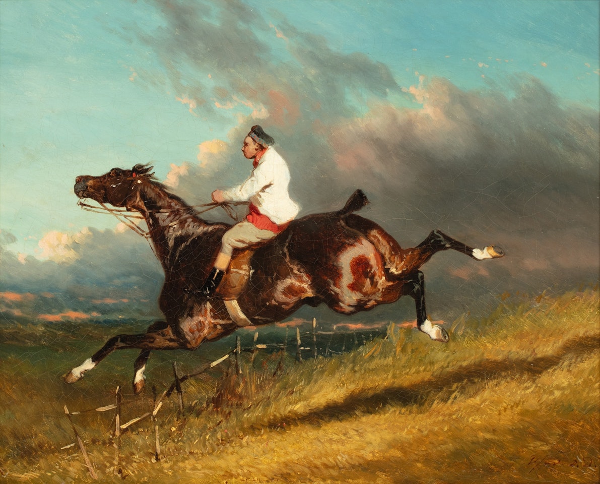 L'envolée sur obstacle by Alfred de Dreux
