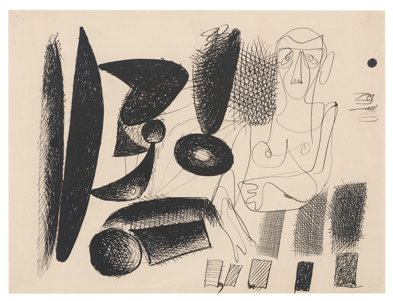 Untitled [Study, after Picasso’s “Carnet Dinard”] and [Standing Female Figure and Head Studies] by Arshile Gorky