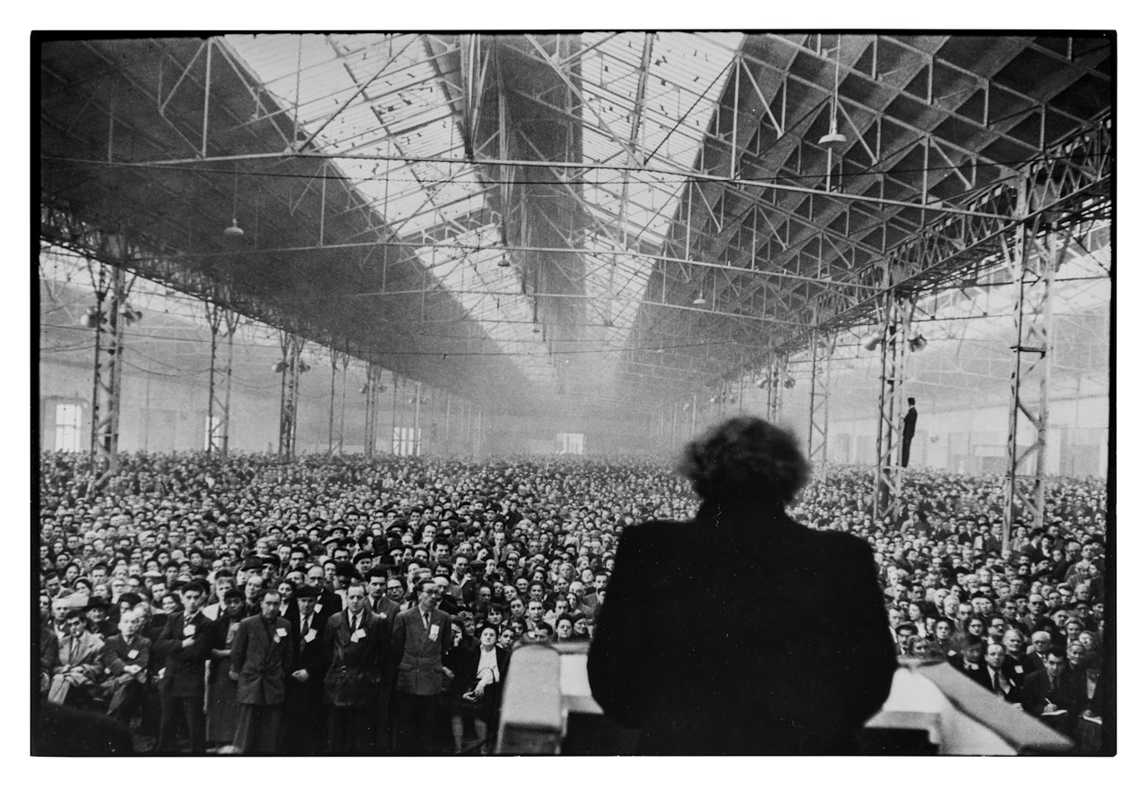 Political Meeting, Parc des Expositions, Paris by Henri Cartier-Bresson