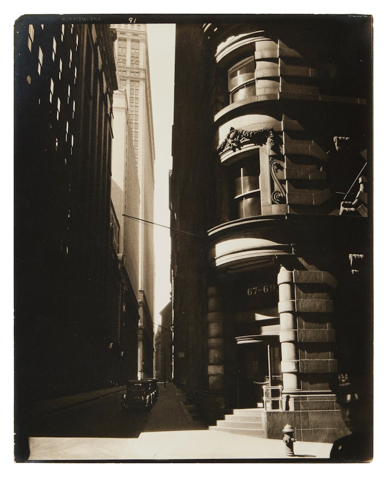 Cedar Street (from William), Manhattan by Berenice Abbott