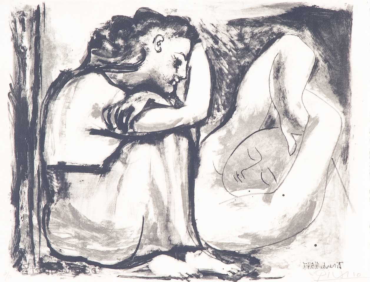 Femme assise et dormeuse by Pablo Picasso