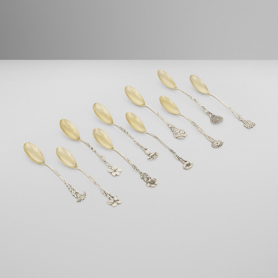 Floral demitasse spoons, set of ten by Tiffany & Co.