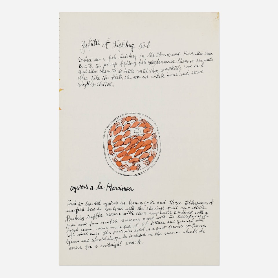 Oysters a La Harriman (from Wild Raspberries) by Andy Warhol