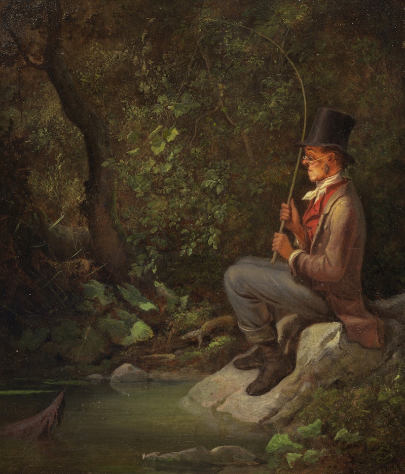 Der Angler am Waldbach by Carl Spitzweg