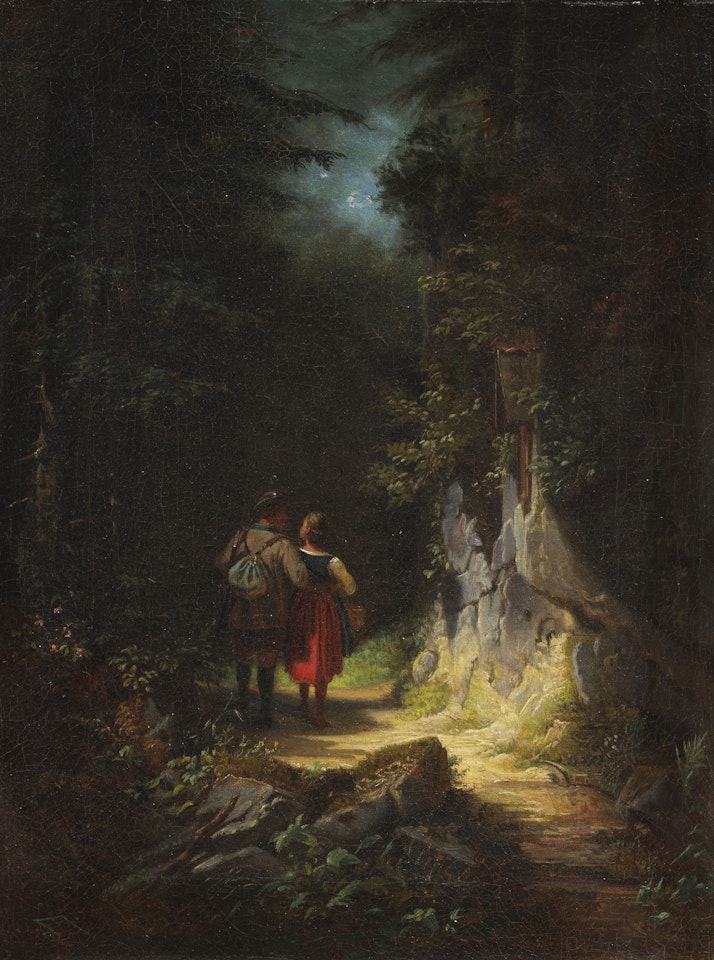 Jäger mit Mädchen (Der verliebte Jäger) by Carl Spitzweg
