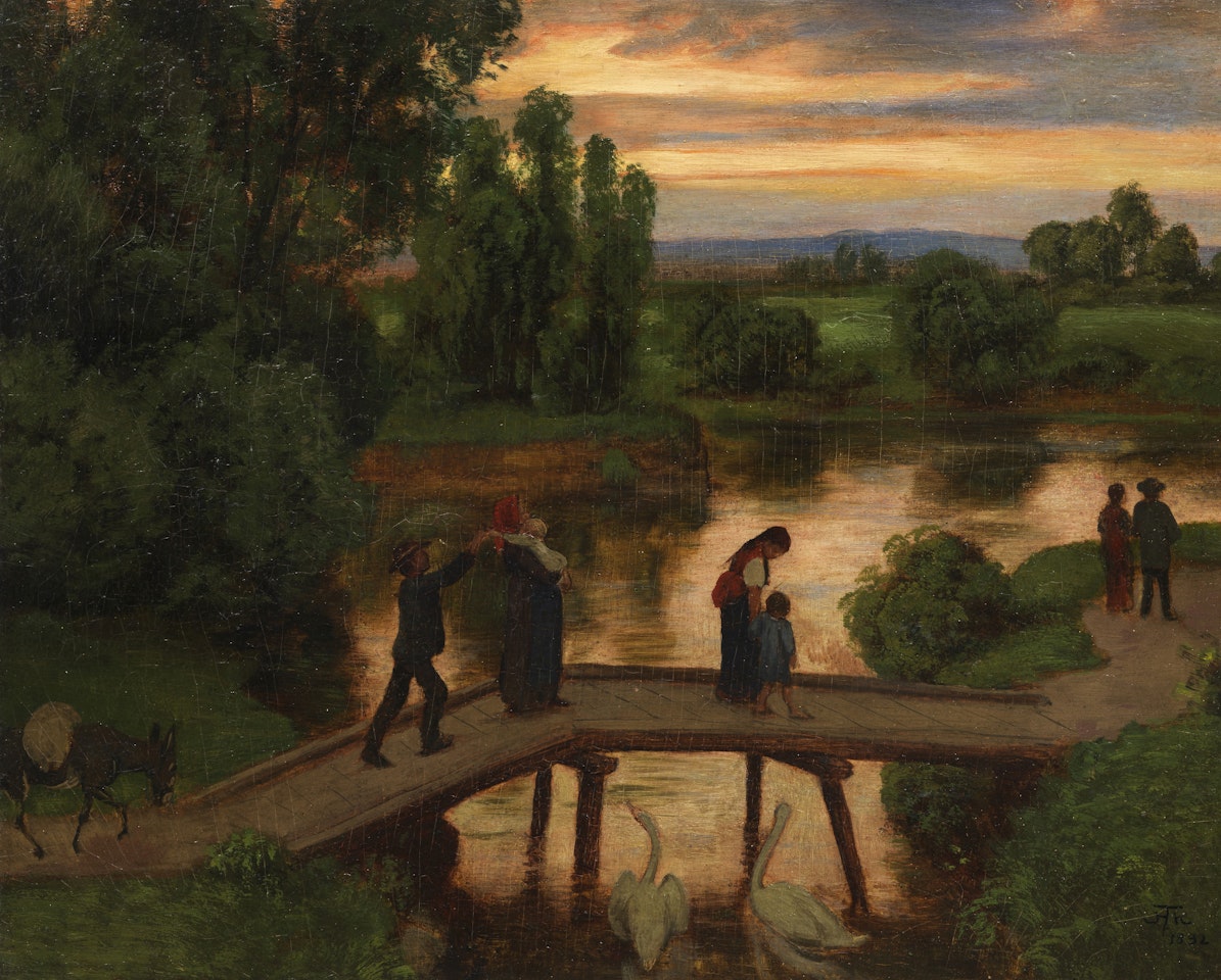 Die Brücke (Sommerabend) by Hans Thoma