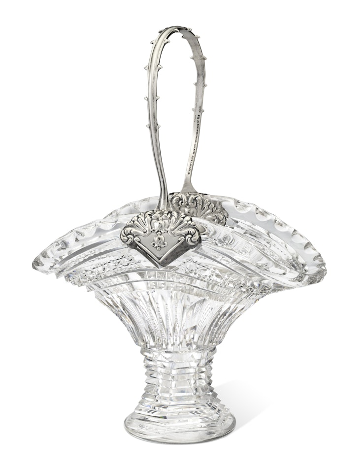 A SILVER-MOUNTED CUT-GLASS SWEETMEAT BASKET by Tiffany & Co.