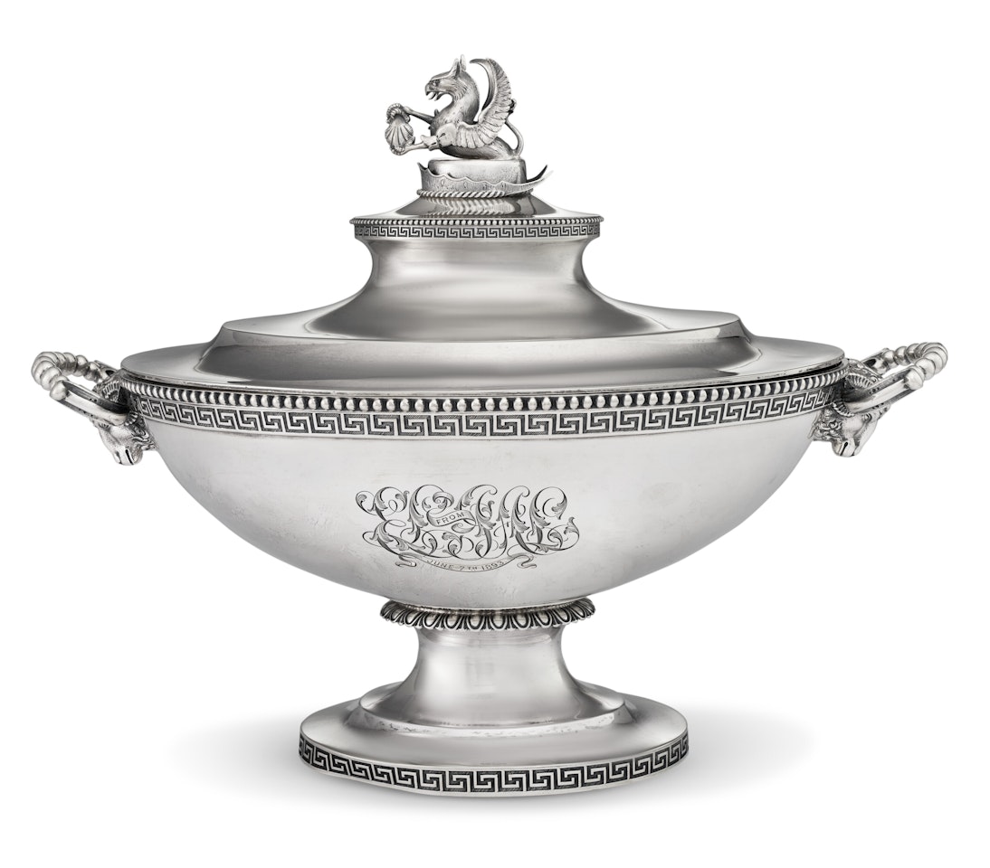 AN AMERICAN SILVER SOUP TUREEN AND COVER  by Tiffany & Co.