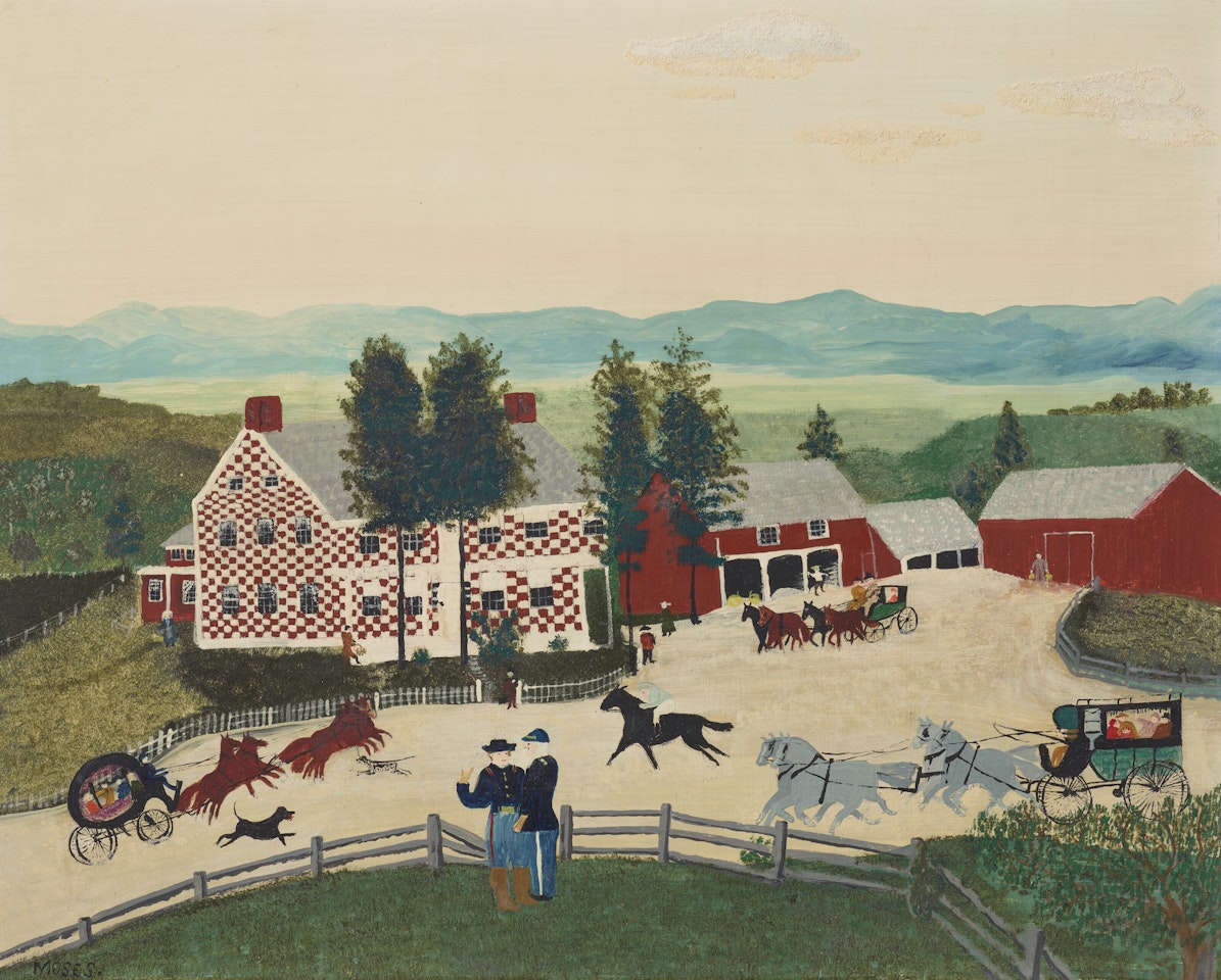 The Old Checkered House in 1860 by Grandma Moses