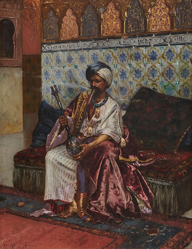 Le fumeur de narghilé by Rudolf Ernst