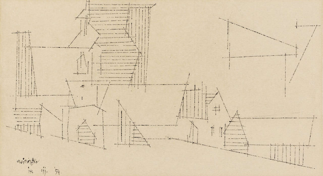 Village Houses and Church by Lyonel Feininger