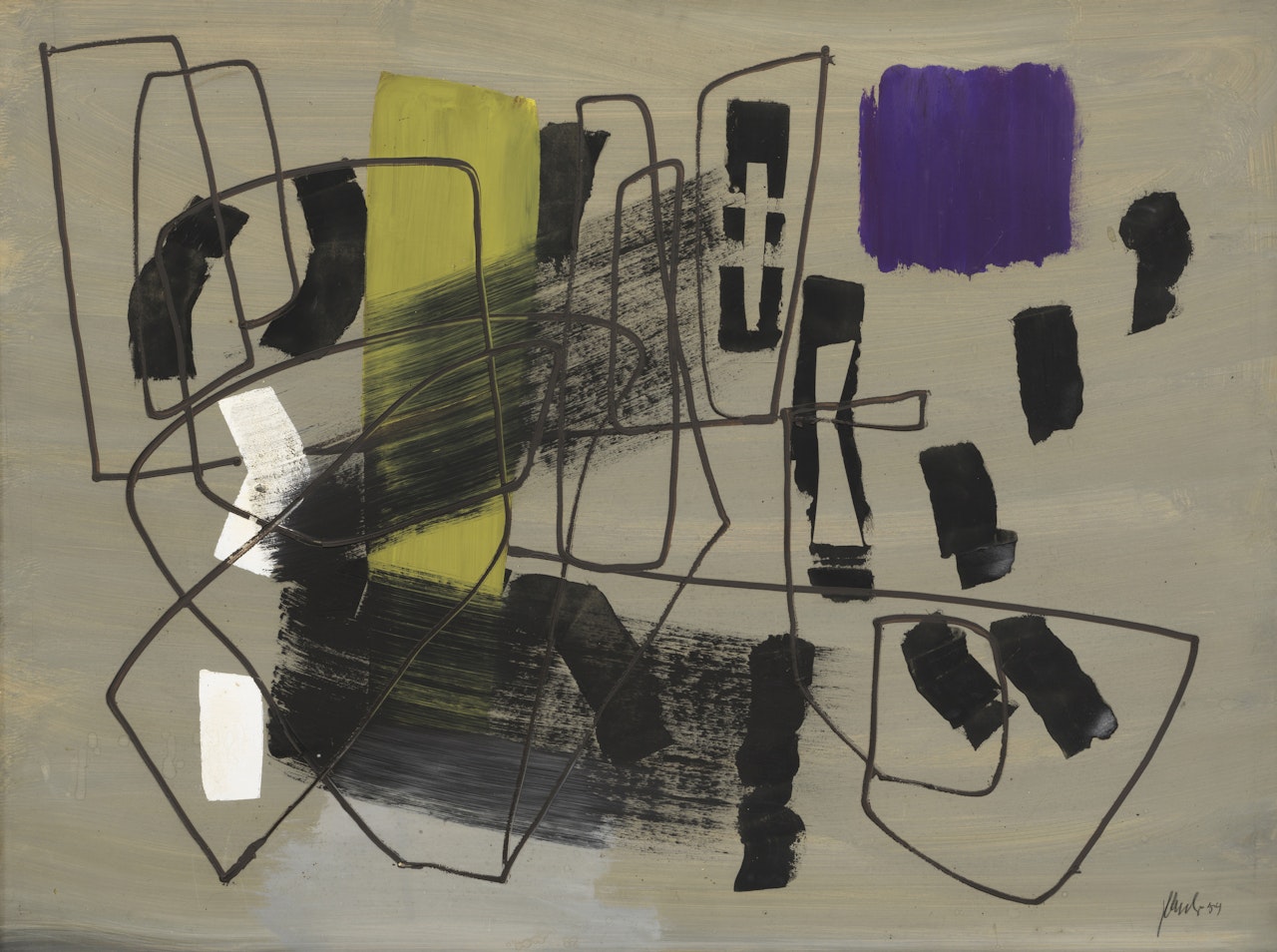 Linear vor Gelb und Violett by Fritz Winter
