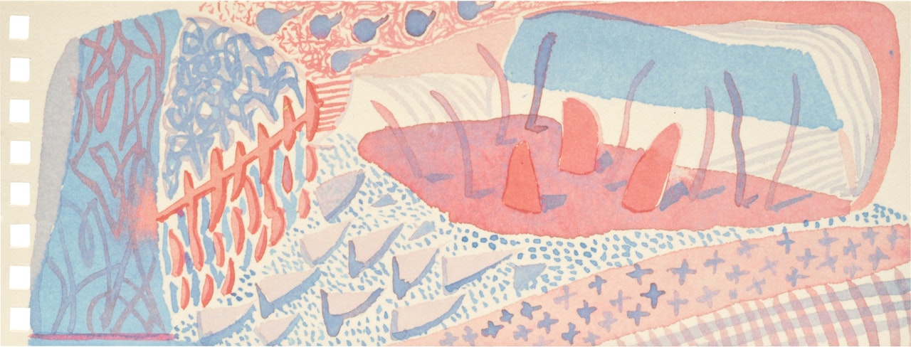 Composition Red & Blue by David Hockney