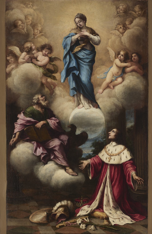 The miraculous apparition of the Virgin and Saint John the Evangelist to Saint Louis of France by Roman School