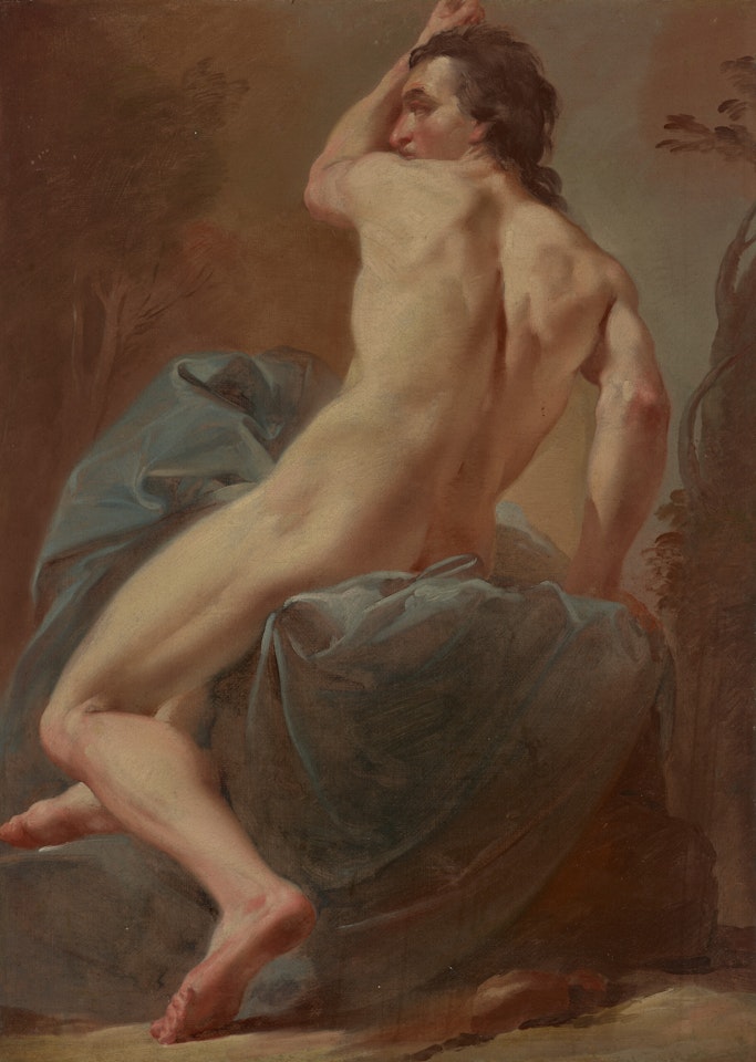 A study of a seated male nude by Ubaldo Gandolfi