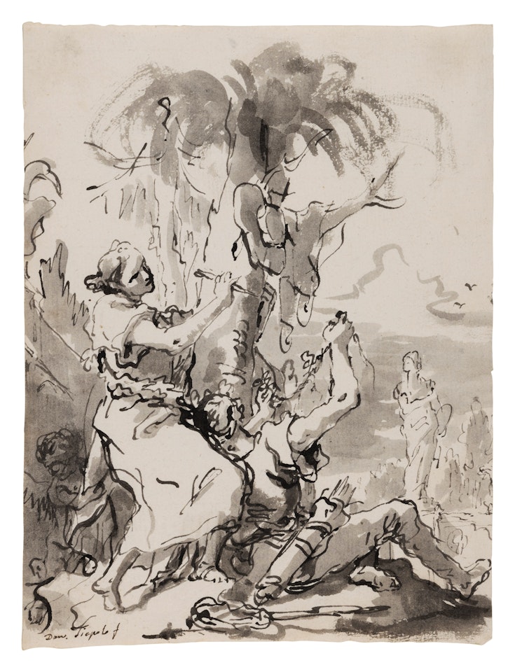 Angelica and Medoro carving their names on the tree trunk by Giovanni Domenico Tiepolo