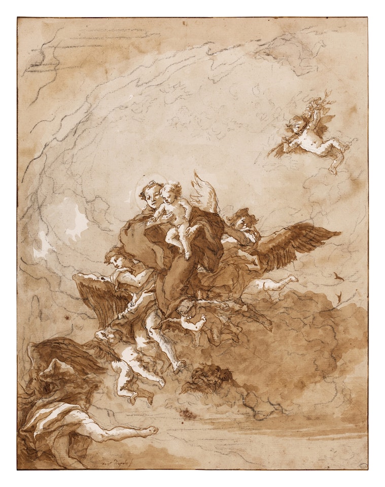 St. Anthony of Padua and the Christ Child with Angels and Putti among clouds by Giovanni Domenico Tiepolo