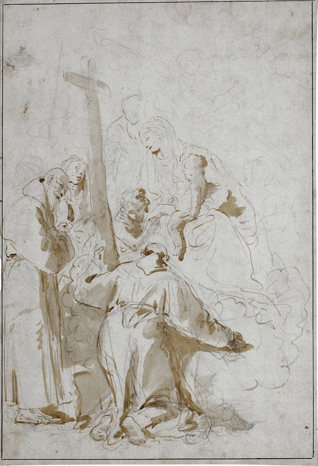 The Holy Family with Saint Peter of Alcántara, John of the Cross and a Female Saint and Angels by Giovanni Battista Tiepolo