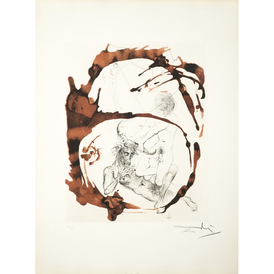 Theseus; Plate 7 of the “Mythology” suite by Salvador Dali