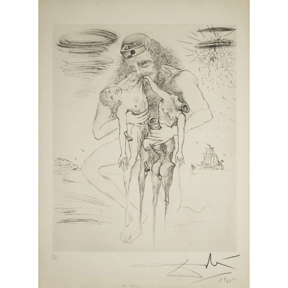 Kronos; Plate 3 of the “Mythology” suite by Salvador Dali