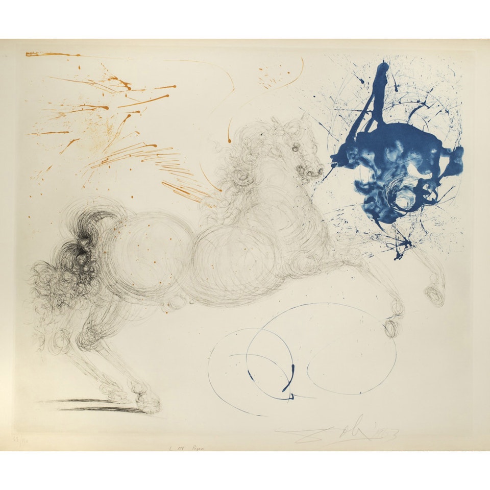 Pegasus; Plate 13 from the “Mythology” suite by Salvador Dali