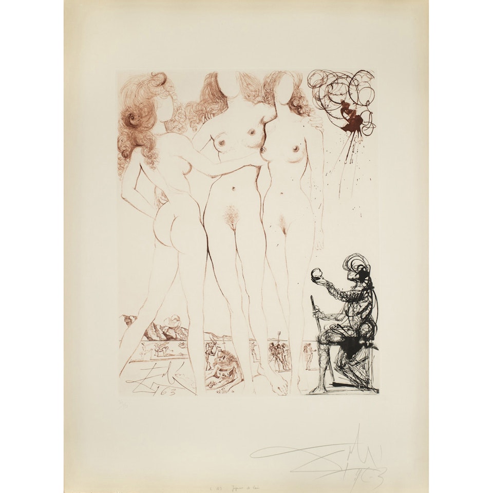 The Judgment of Paris; Plate 8 of the “Mythology” suite by Salvador Dali