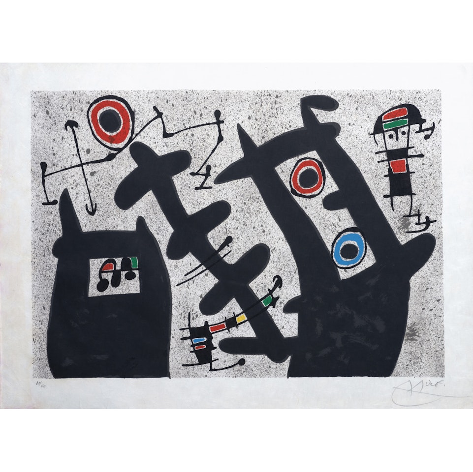 The lizard with golden feathers, plate 4 by Joan Miró