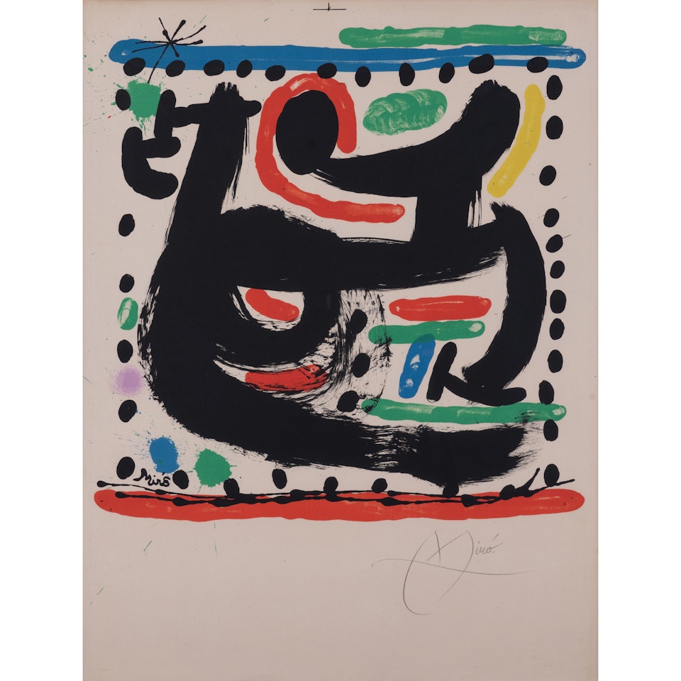 Poster for the opening of the Mourlot workshop in New York; Poster before the letter by Joan Miró