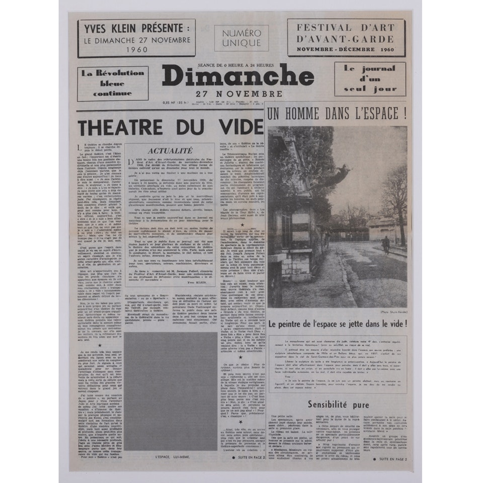 Sunday: The Journal of a Single Day, Théâtre du vide by Yves Klein