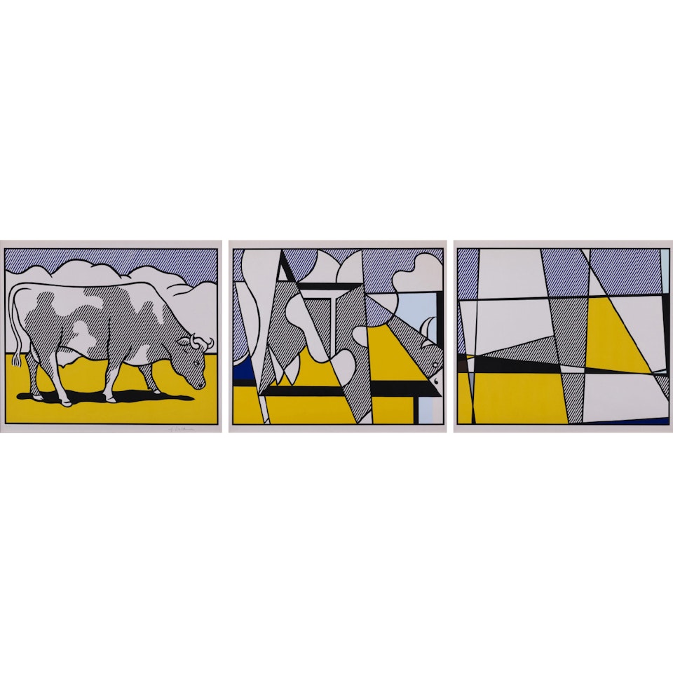 Cow Going Abstract - Triptych by Roy Lichtenstein