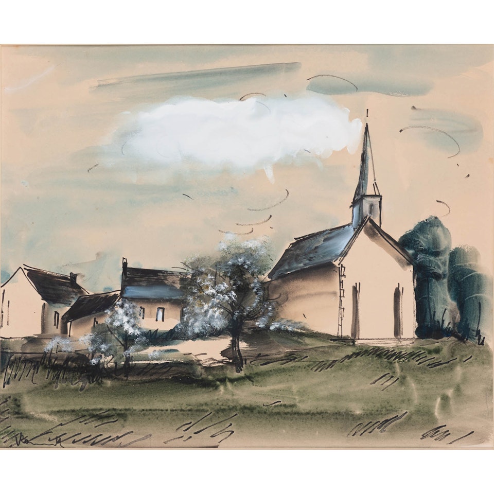 The small village church by Maurice de Vlaminck