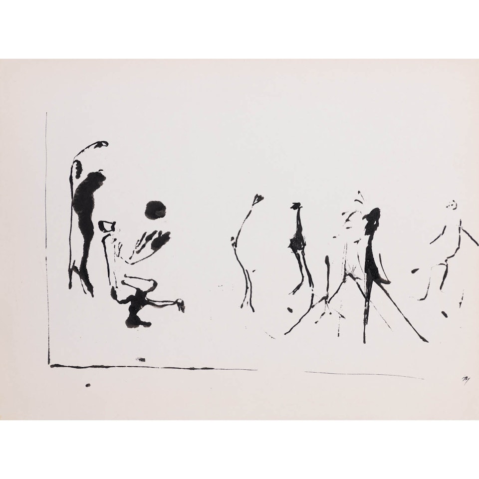 Untitled, "Characters on landscape backgrounds" series by Henri Michaux