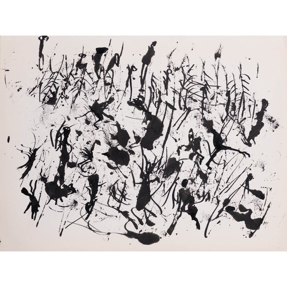 Untitled, "Characters on landscape backgrounds" series by Henri Michaux
