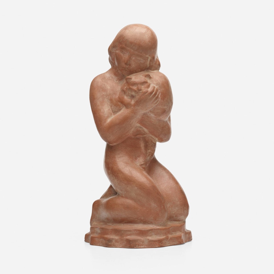 Kneeling Girl with two Cats by William Zorach