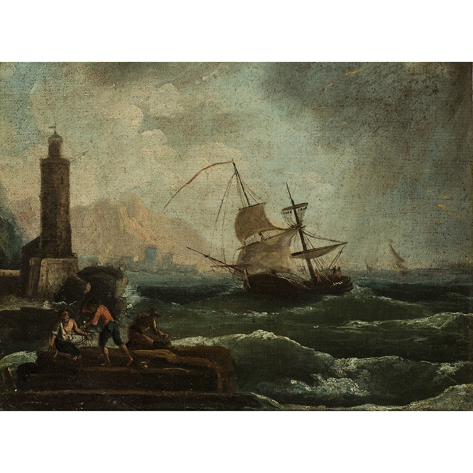 Marine in heavy weather by French School